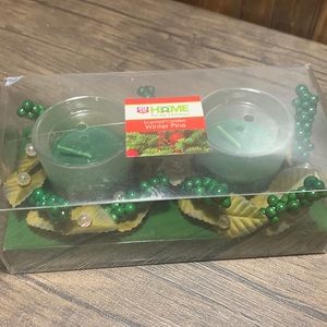 New in box votive set with candle rings. Winter pine scent